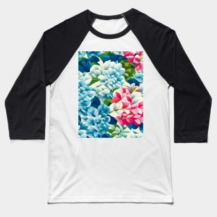 Red Blue Hydrangeas Abstract Artwork Baseball T-Shirt